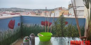 pintura mural amapolas terraza